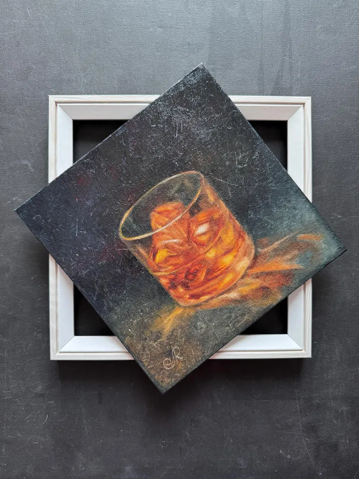 Whiskey Original Painting Glass of Whiskey Art Cocktail Painting Drinks Wall Art