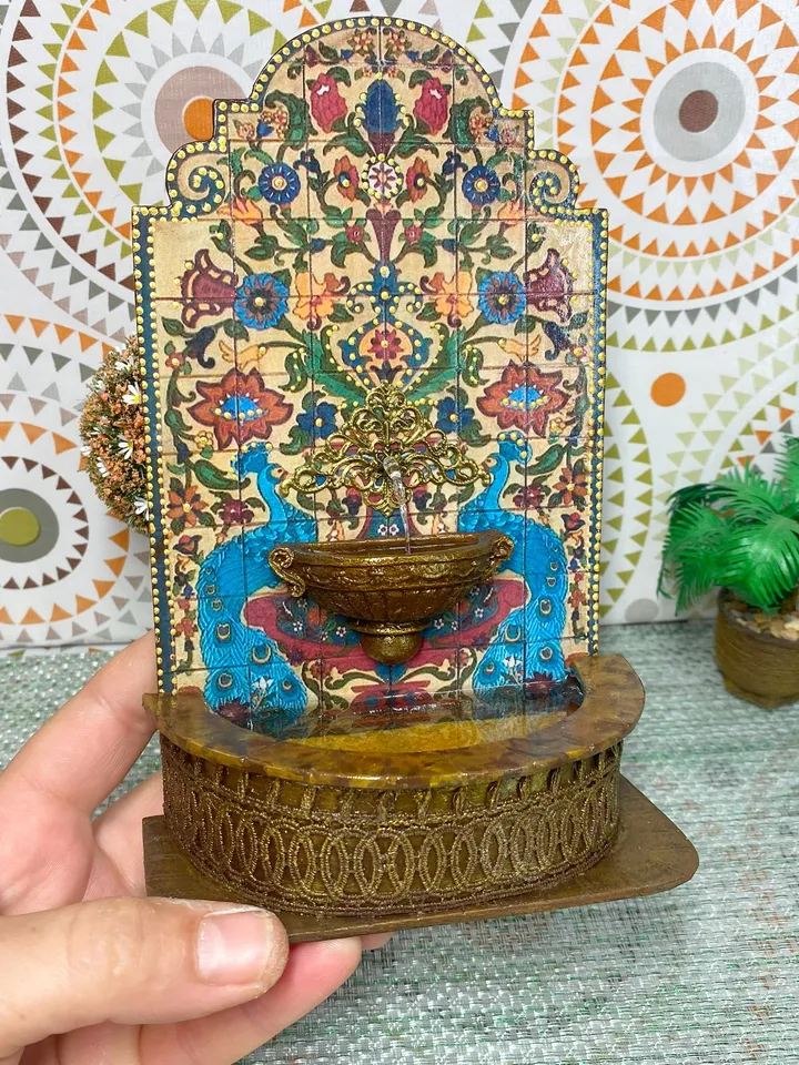Fountain wall for a doll house. Doll mini. 1:12. Fountain for the puppet garden.