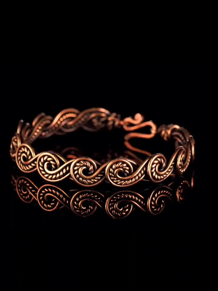 Wire wrapped copper bracelet for woman Antique style copper jewelry WireWrapArt