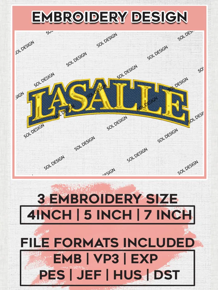 NCAA La Salle College Football Team Word Logo Embroidery Design Files, NCAA La Salle Explorers Machine Embroidery, NCAA Teams, 3 sizes, NCAA Machine embroidery designs, Digital Download