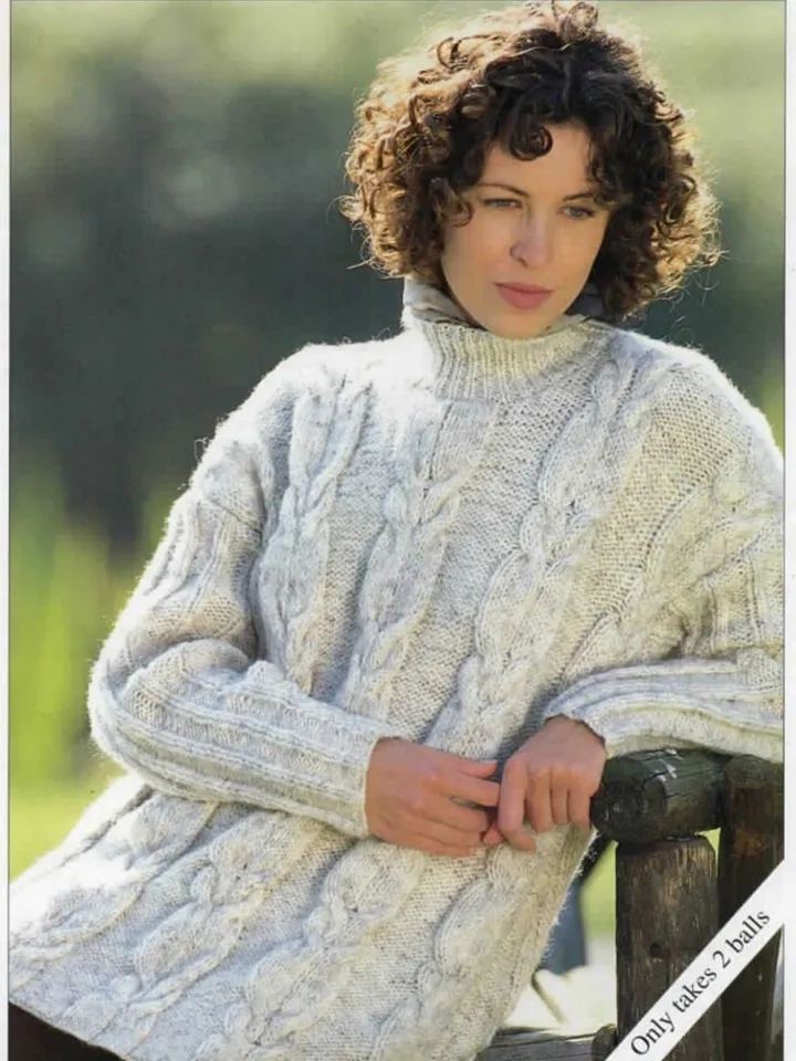 Sweater knitting pattern women Aran cable sweater pullover jumper pattern pdf instant download