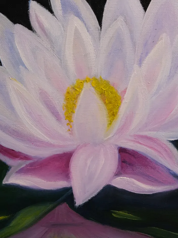 Oil Painting Lotus Flower Water Landscape Flowers Nature Canvas on Cardboard 16 x12 inches 40 x30 cm New Gift for Her Wall decor