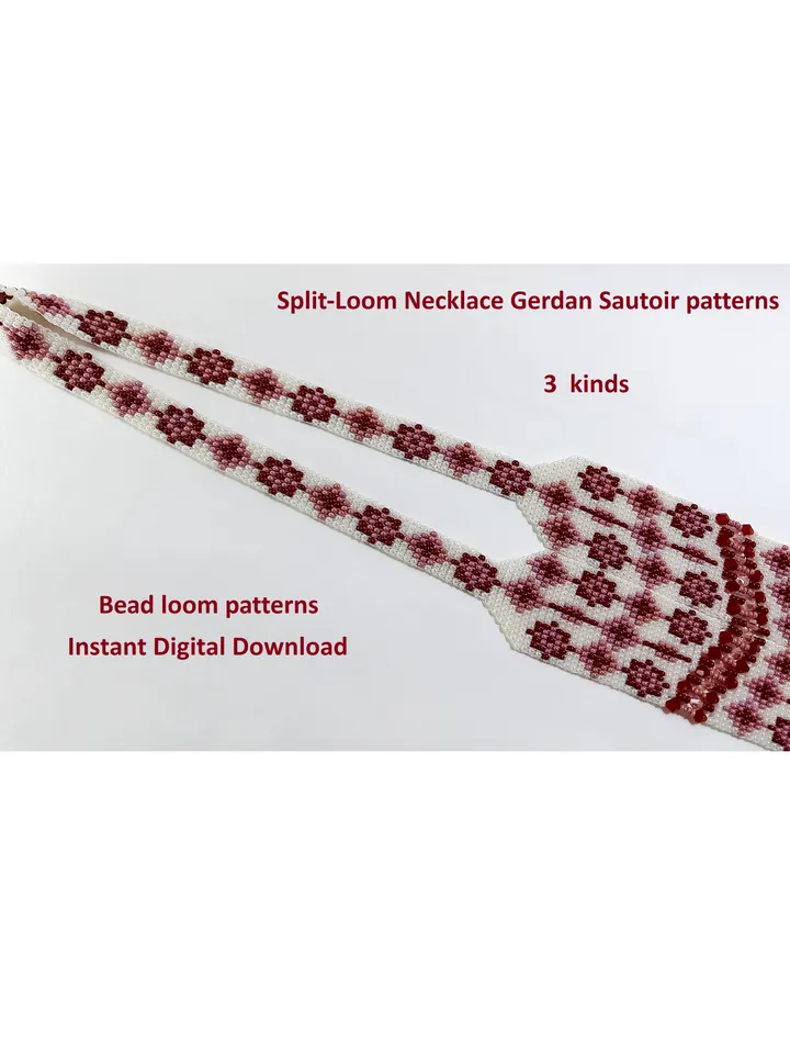 Bead loom patterns, Gerdan-Split-Loom Necklace, Beaded Sautoirs, Beading Loom only Pattern, Instant Download, PDF