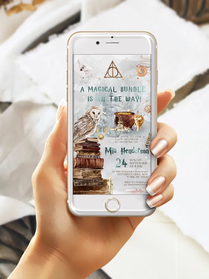 Winter Wizarding World Baby Shower Set; Christmas Magic School Baby Shower Template; School of Wizard Baby Shower invitation template; ms7
