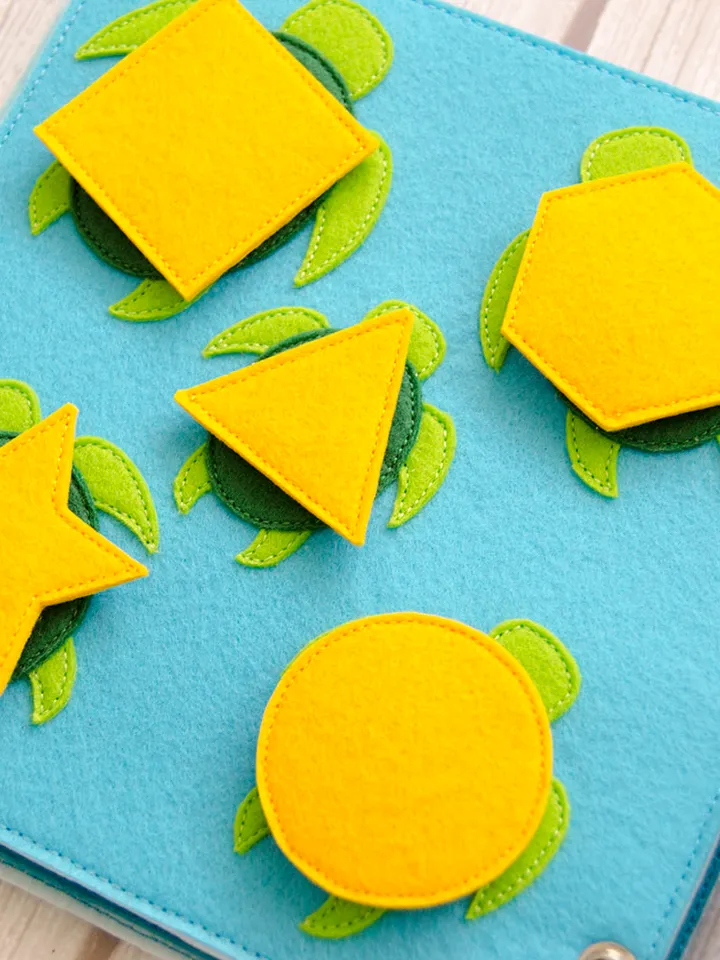 Geometric Turtles, Quiet book page, Pattern and Tutorial, PDF+SVG files