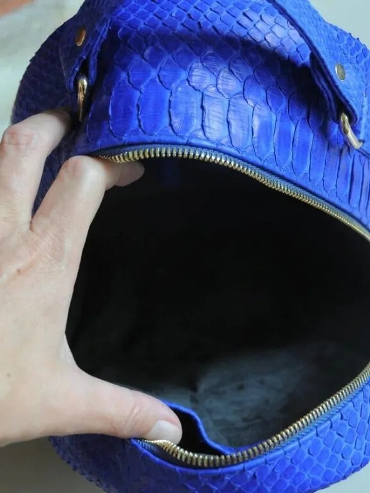 Genuine Python Skin Electric Blue Backpack | Exotic Leather Bags | Women Sport Leather BackPack | Backpack For Girls | Handmade Backpacks