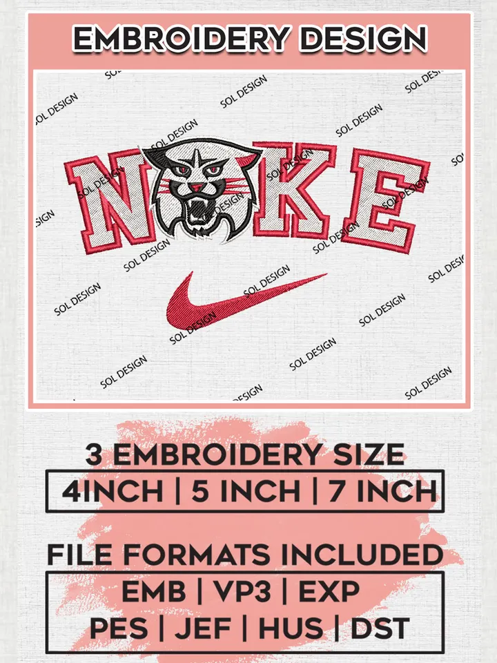 Nike Davidson Wildcats Machine Embroidery Design, NCAA Davidson Wildcats Embroidery Design files, NCAA Logo Embroidery Designs, NCAA Machine Embroidery Designs, Digital Download