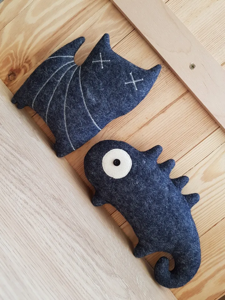 Felt doll sewing pattern PDF stuffed Chameleon, digital tutorial in english