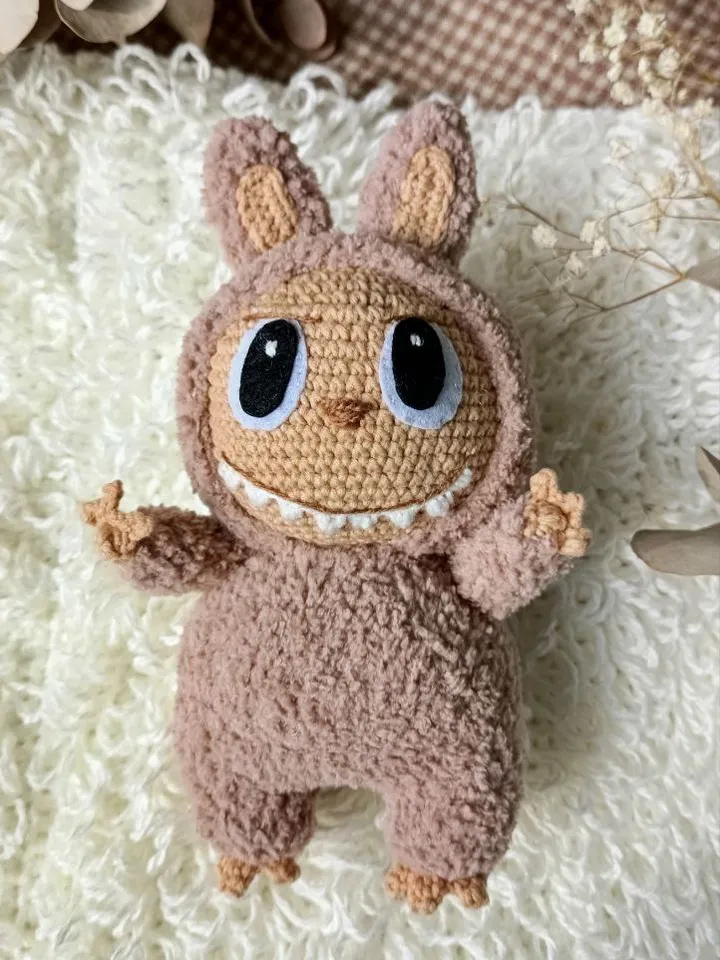 Amigurumi Labubu crochet pattern. Popular teddy bunny Labubu pattern. Labubu crochet pattern toy.