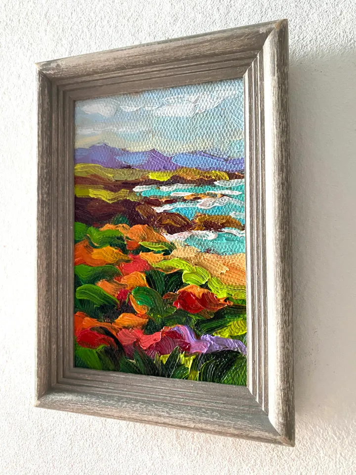 Seascape Oil Painting Original Sea Landscape Painting Impasto Small Artwork Ocean Coastal Wall Art