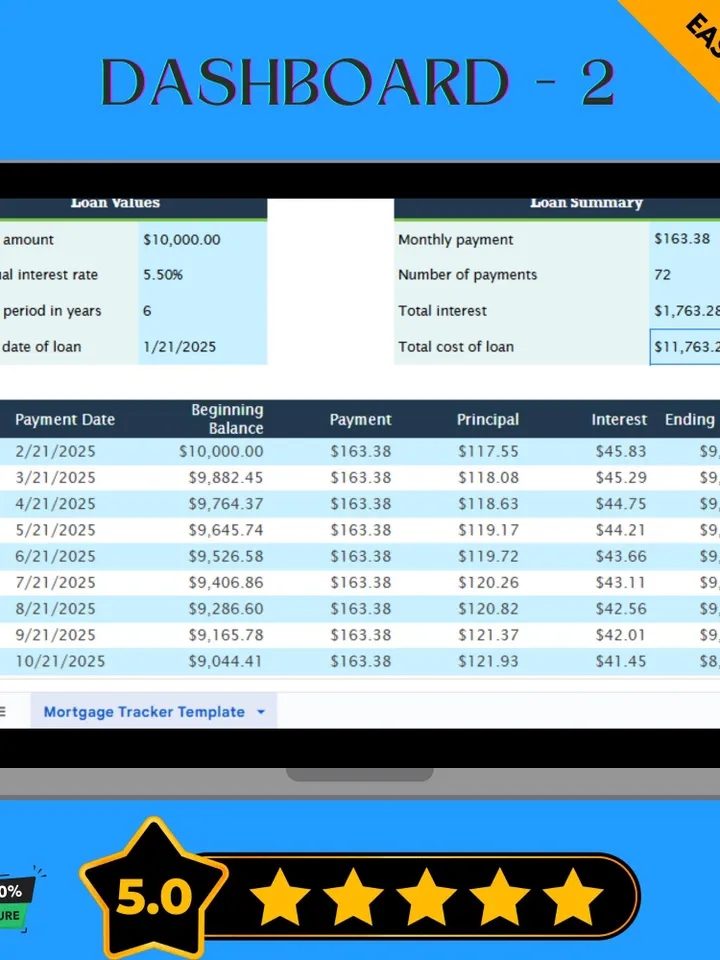 Mortgage Tracker Template, Editable Google Sheets Digital Download, Easy-to-Use Loan Payment Tracker, Homeowner Financial Organizer
