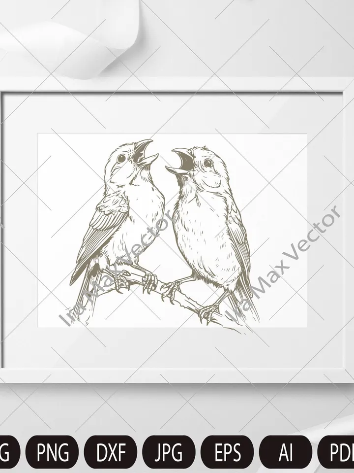 Canary SVG, Canary Bird Svg, Canaries singing svg, Pair of canaries, Canary Png, Canary Clipart, Canary Files