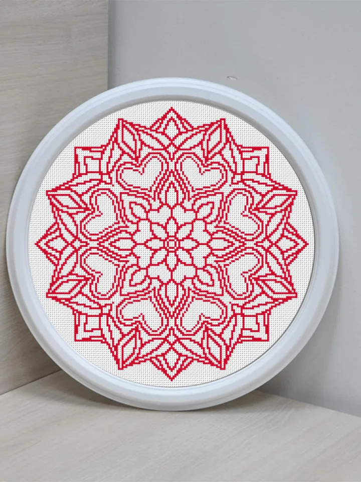 Mandala cross stitch pattern download PDF Flower mandala digital PDF Monochrome cross stitch chart Modern quick cross stitch counted #M141