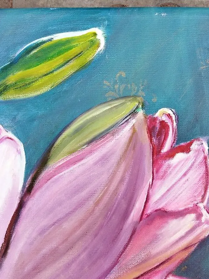 Original oil painting on canvas of Lilies, 40*60 cm