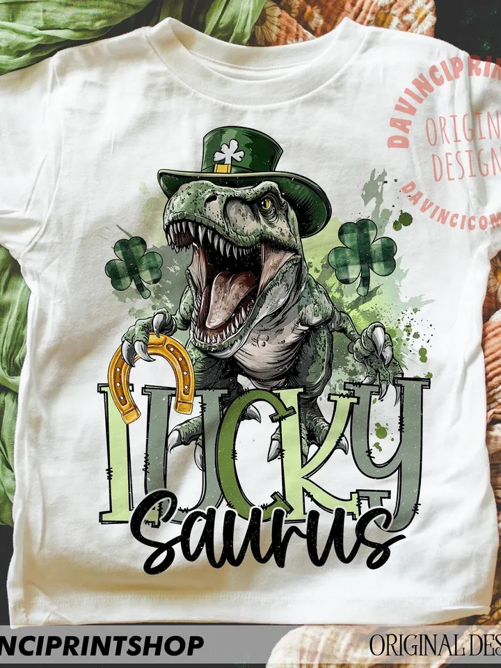 Lucky Saurus Png, St Patrick's Dinosaur Png, Lucky Dinosaur Png, Shamrock png, Kid St Patrick's png, Boy St Patrick's, Kids Shirts png file