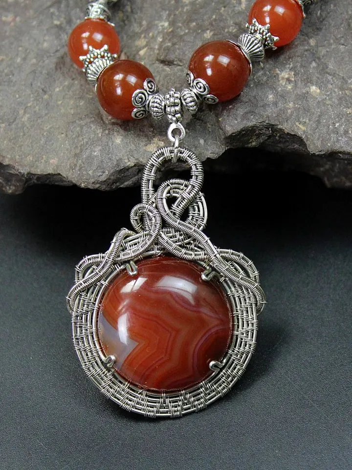 Handmade necklace with natural stones.
