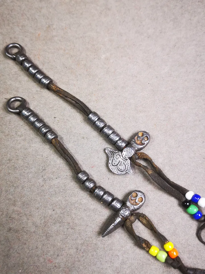 Gandhanra Handmade Tibetan Buddhist Mala Counters,Prayer Bead Counters,with Skull Kartika and Kila Pendant,Made of Cold Iron