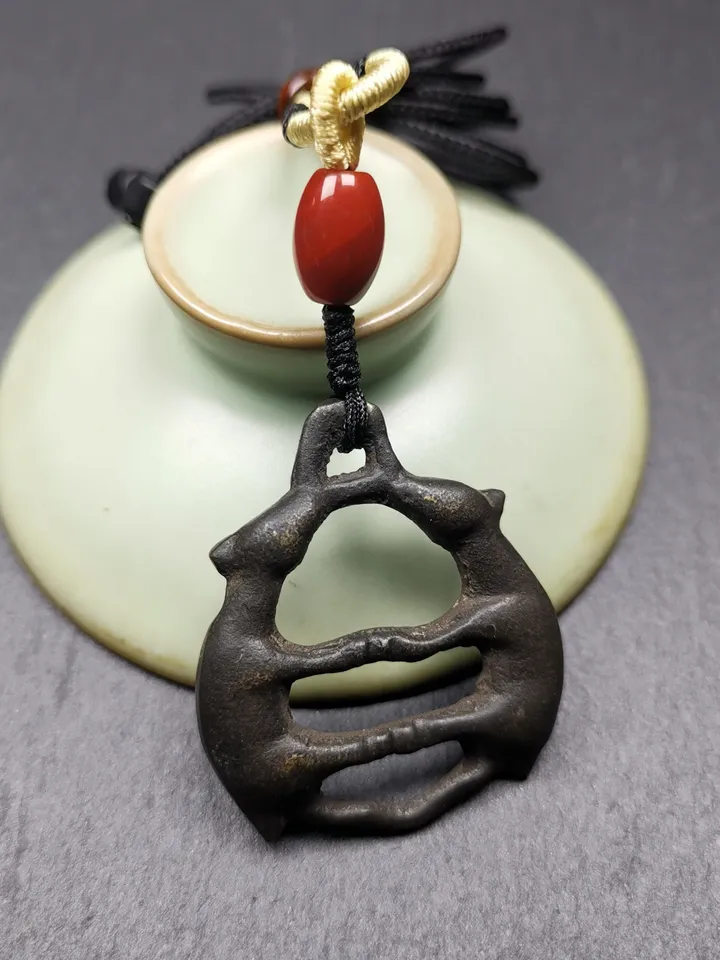 Gandhanra Antique Tibetan Buddhist Amulet Pair of Deer | Thokcha Protection Necklace for Harmony & Peace,Unique Spiritual Necklaces