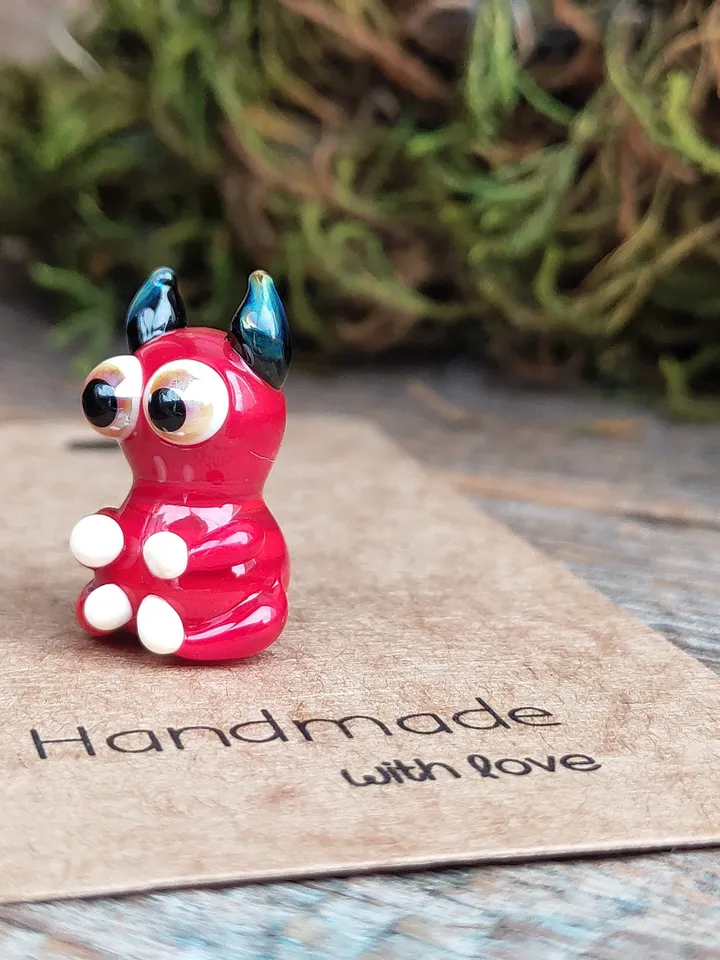 Tiny monster miniature, glass monster figurine, monster sculpture for terrarium decoration or fairy garden decor