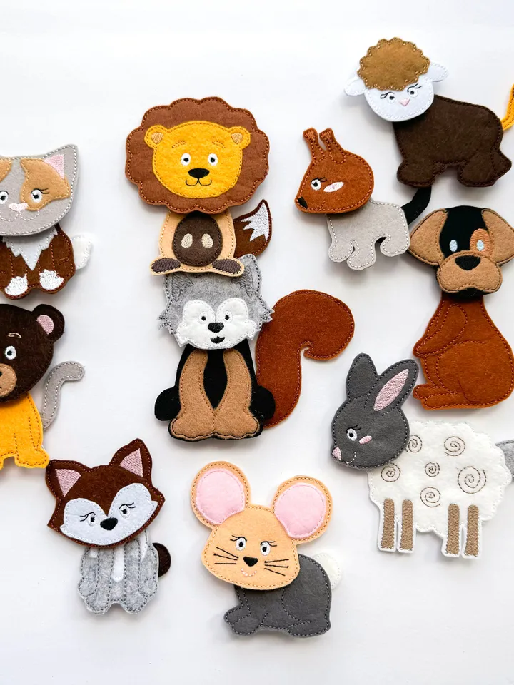 ITH Felt Animal Mix and Match Puzzle Embroidery Pattern, Build an Animal Creative Toy Design, 4x4 Digital File