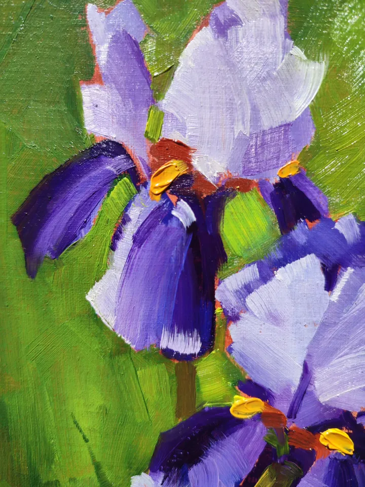oil painting on canvas Irises 13*18