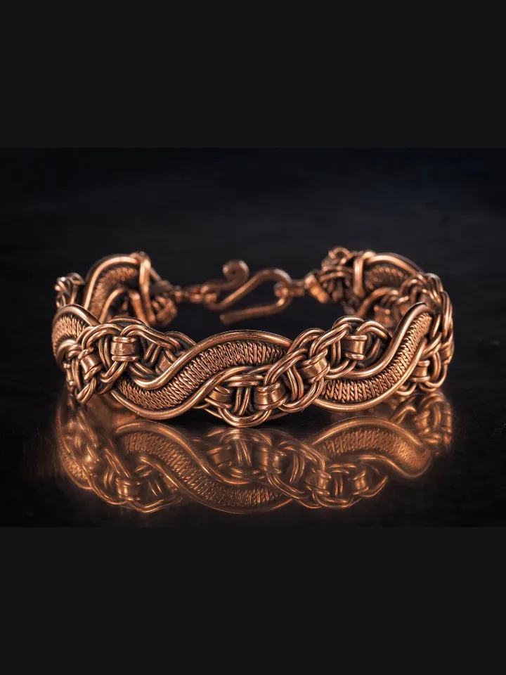 Copper wire wrapped bracelet for woman 7th Anniversary gift Small size bracelet