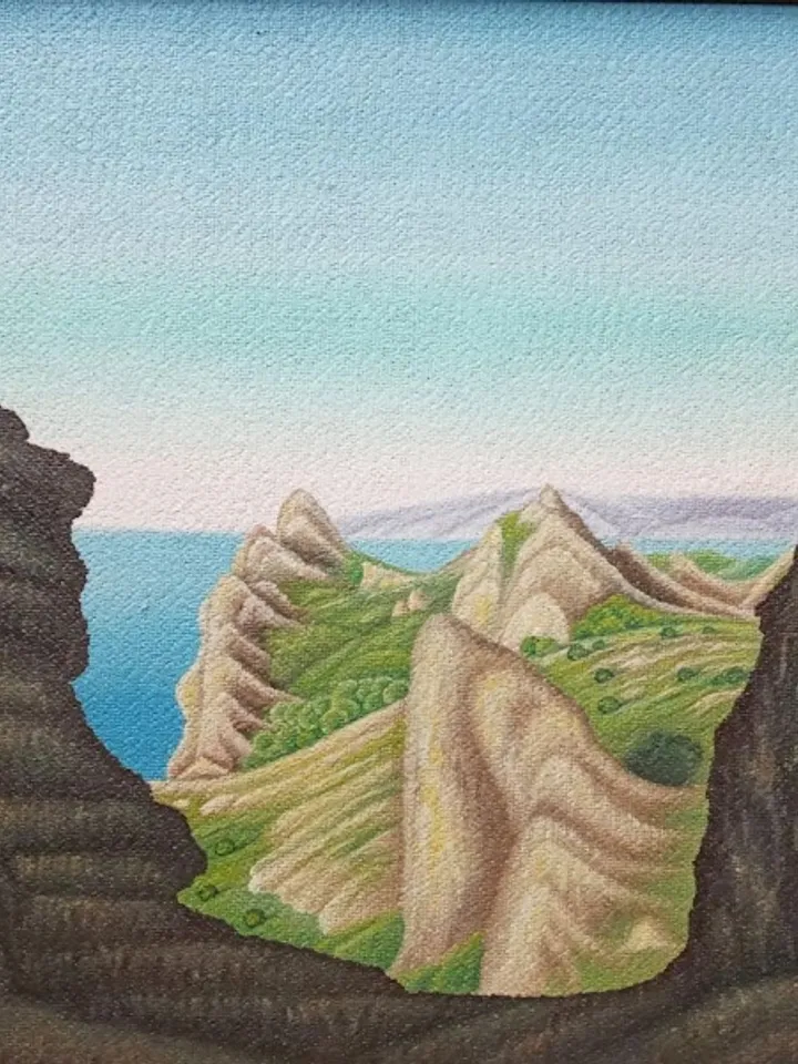 Mountains and sea.