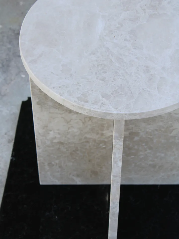Beige Marble side table, end table, italian marble 100% handmade, coffe table 52 cm Height
