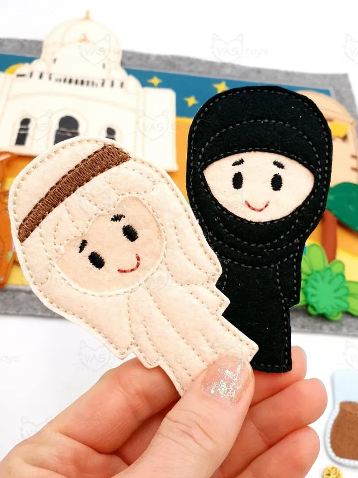 Arabian Nights ITH Play Set Embroidery Design, Desert Oasis Quiet Book Page, Camel Finger Puppets, Middle East Educational Toy
