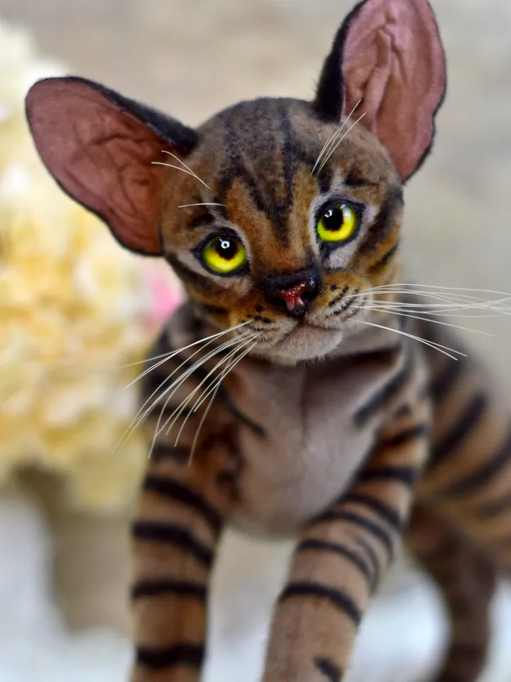 Realistic Stuffed Cat Toy - Portrait of a Domestic Plush Toy - Stuffed Cat - OOAK - Kitty