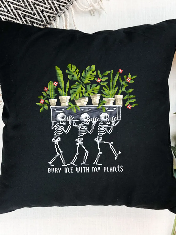 Skeleton plants cross stitch pattern PDF download Gothic skeleton cross stitch chart, Gothic home decor, Bury me with my plants #P38