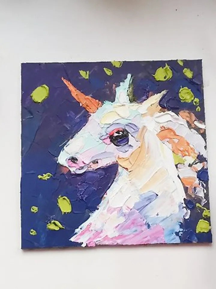 Unicorn Painting Fairy Original Art Oil Painting Wall Decor Horse Artwork
