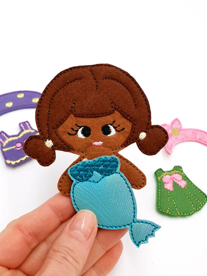 Dress Up Doll ITH Embroidery Design & Clothes Set, Felt Paper Doll Pattern, Quiet Book Toy 4x4 Hoop Digital Download