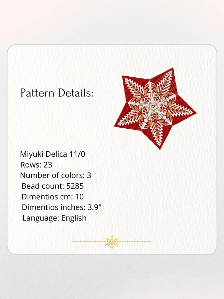 Set of 3 Beaded Star Snowflakes, Peyote Star Beading Pattern, Peyote Stitch, Seed Bead Christmas Ornament
