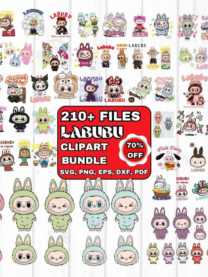 210+ Labubu Designs PNG, SVG, EPS Mega Bundle, Vector Digital File for Cricut, Laser Cut La bubu, Instant Download Labubu Character Bundle