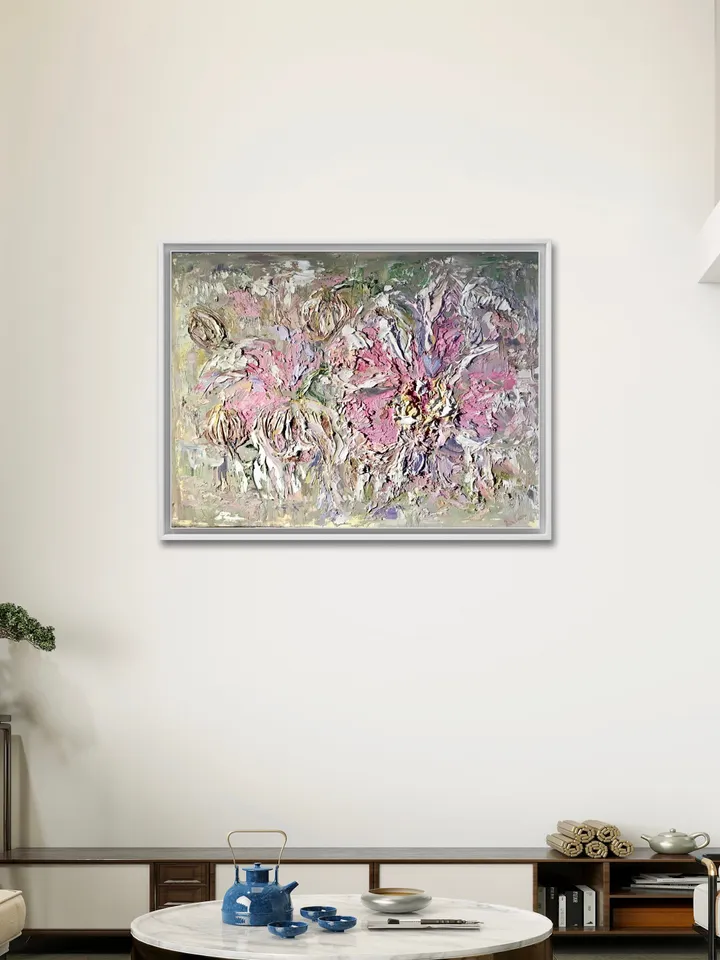 Pink orchids original heavy textured oil painting on canvas,flowers painting wall art,impasto style orchids painting,home decoration,gift.
