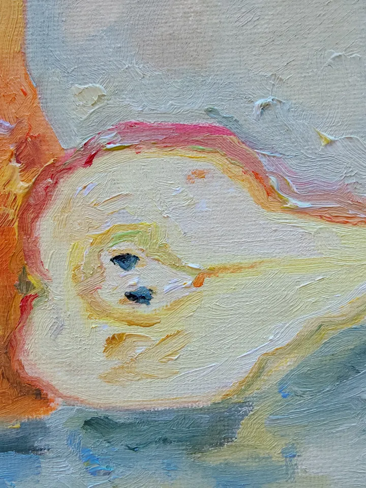 "Still life. Pears" oil painting on canvas 20x20cm (8x8inch)