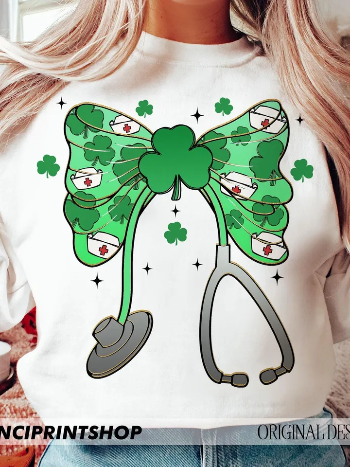 Nurse St. Patrick's Day Png, St. Patrick’s Day Nurse Coquette Png, St Patrick's Day png, Nurse Stethoscope St Patrick's Day Png, Nurse png