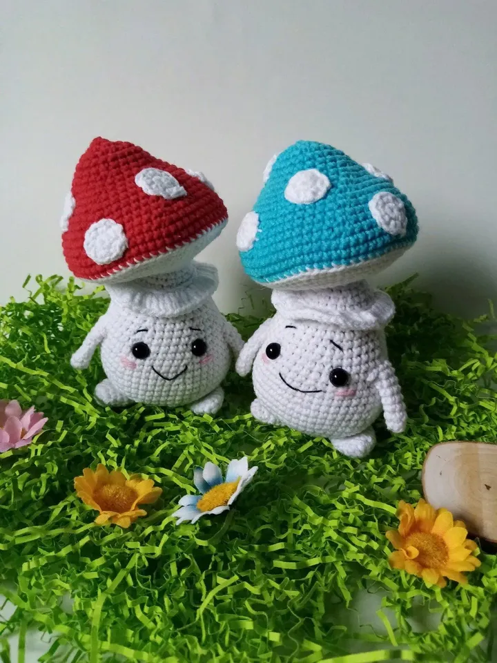 Crochet mushroom pattern (15cm/5,9 inc), Amigurumi mushroom pattern