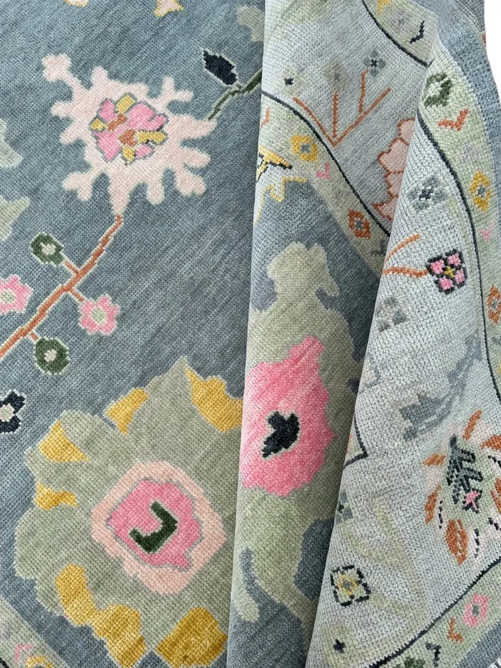 Oushak Hand Knotted Gray (8x10 Feet-243X304 Cm) Wool Area Rugs.
