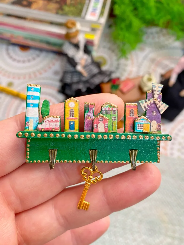 Key Holder for Dollhouse. Dollhouse Miniature. Doll Accessories. Handmade Key Holder. 1:12