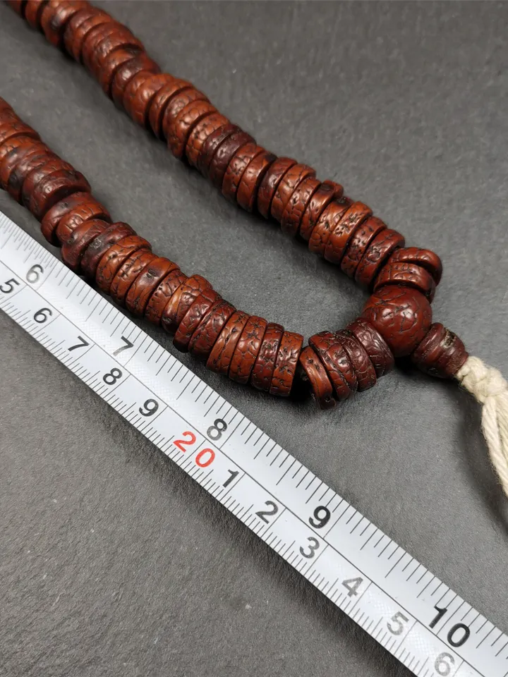 Gandhanra Antique 108 Bodhi Beads Mala,Old Prayer Beads Necklace,Diameter 14mm,Circumference 44 cm