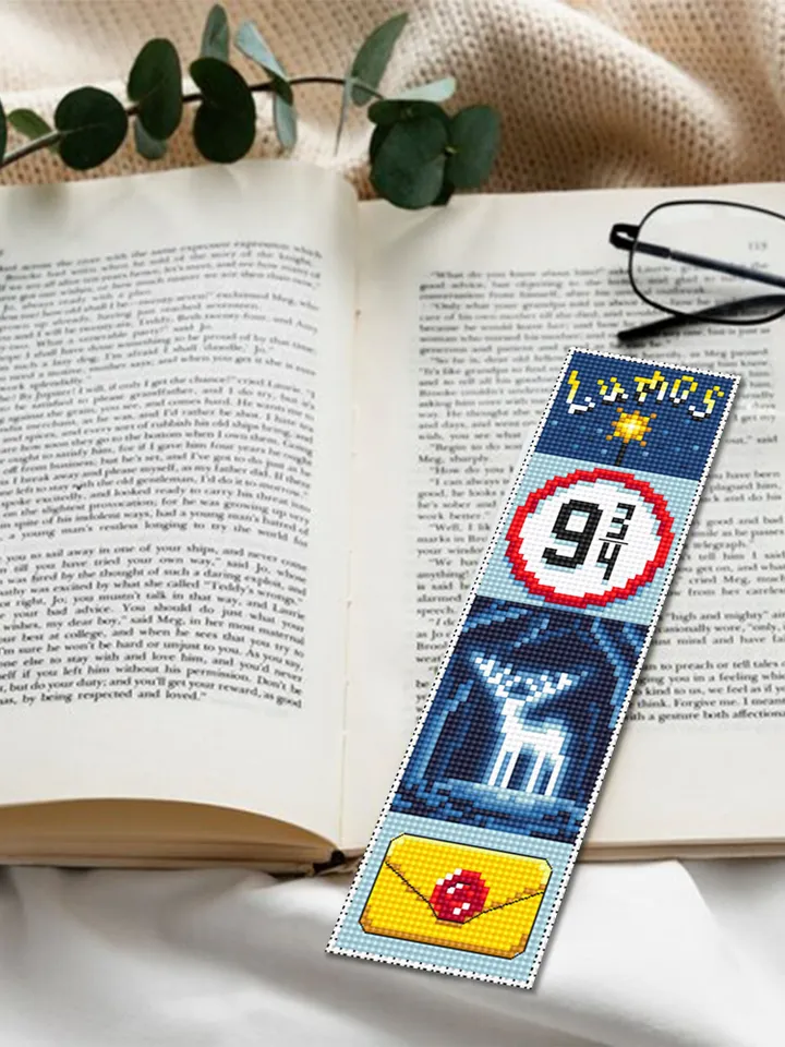 Magic bookmark cross stitch pattern PDF download, Fantasy bookmark pattern digital PDF, Wizarding world cross stitch chart, Fan art #B356