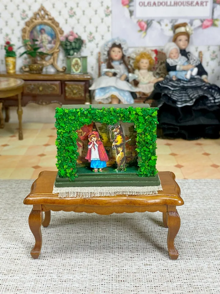 Tutorial. Miniature puppet theater based on the fairy tale "Little Red Riding Hood". Two sizes 1:12. 1:6.