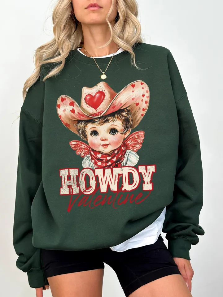 Howdy Valentine PNG, Cupid Valentines png, Western Valentines png, Retro Valentine png, Valentines png, Cupid png, Western png, Cowgirl png