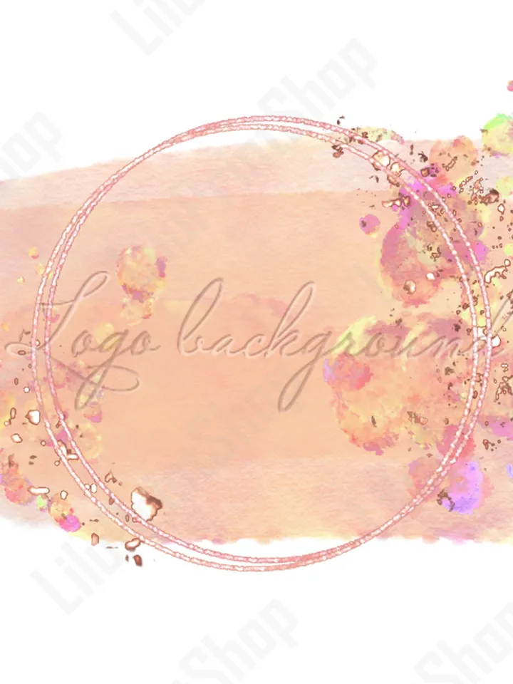 Watercolor Logo Background Png coral Brush stroke logo overlay Orange and gold confetti logo design instant download