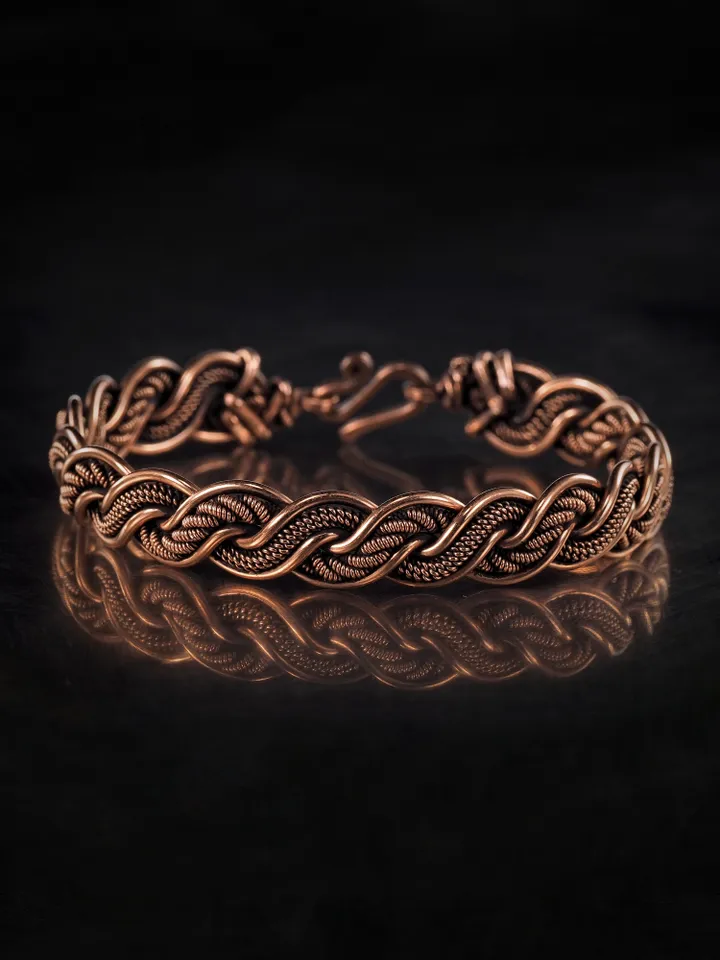 Woven copper wire bracelet Antique style handcrafted copper jewelry Unique gift