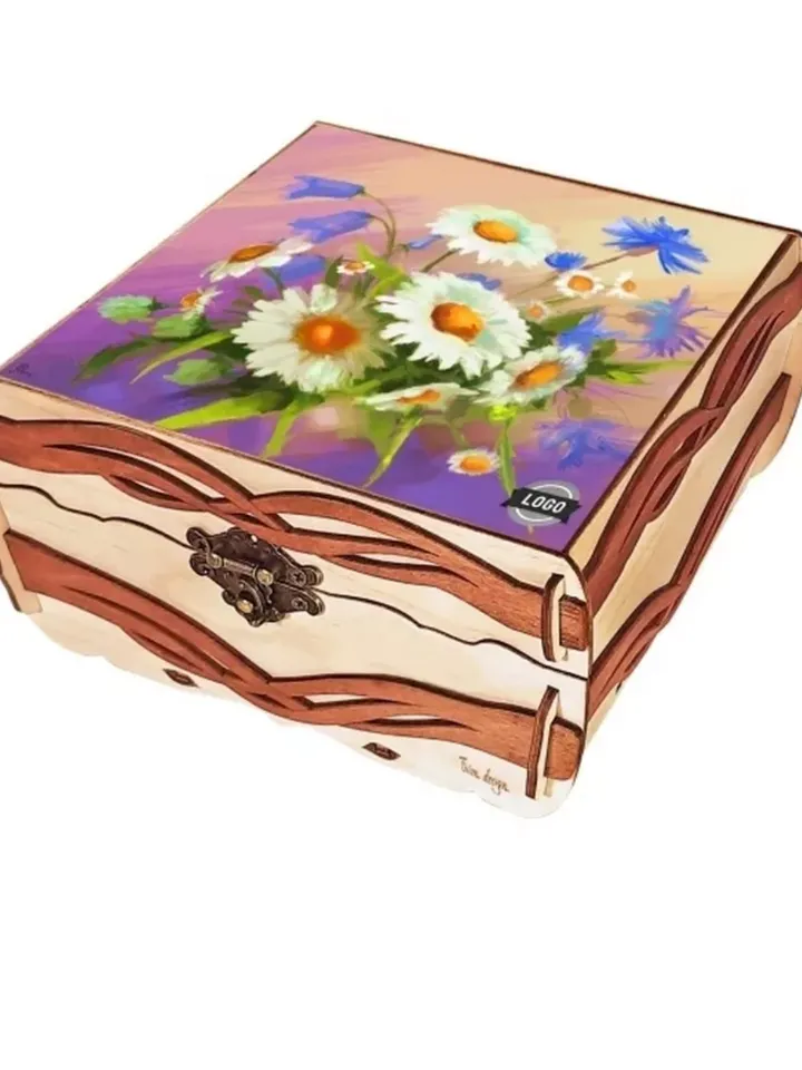 Gift set in a wooden box with honey "Wild flowers"