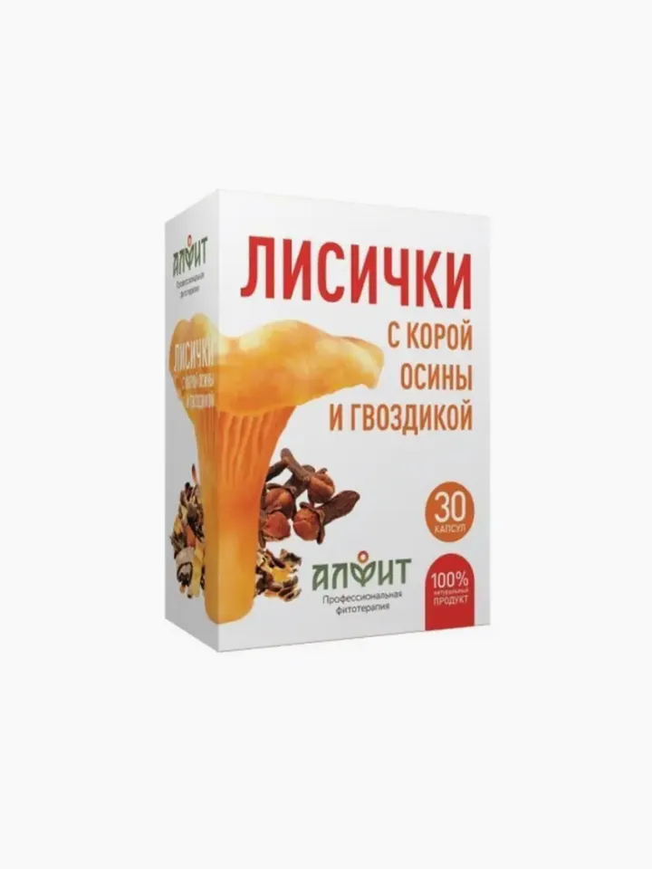 Chanterelles with aspen bark and cloves Antiparasitic dietary supplement