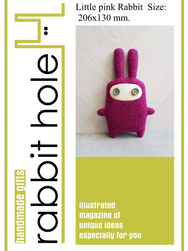 Little pink Rabbit sewing pattern PDF tutorial in English, bunny doll pattern, stuffed animal sewing diy